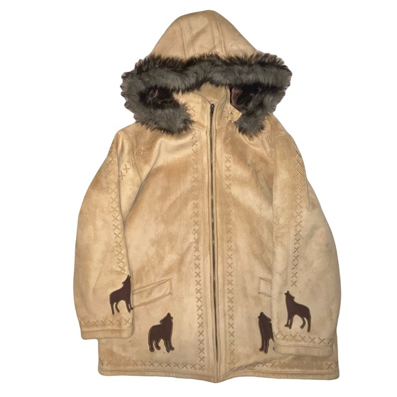 Vintage Coldwater Creek 90s faux fur hooded coat - Picture 3 of 13